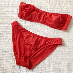 VS strapless red bikini. Size 36 B Top, Med Bottom